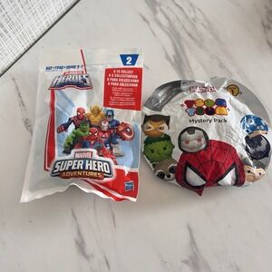 Marvel Tsum Tsum Mystery Pack & Super Heroes Playskool Mini Figure Bundle TT